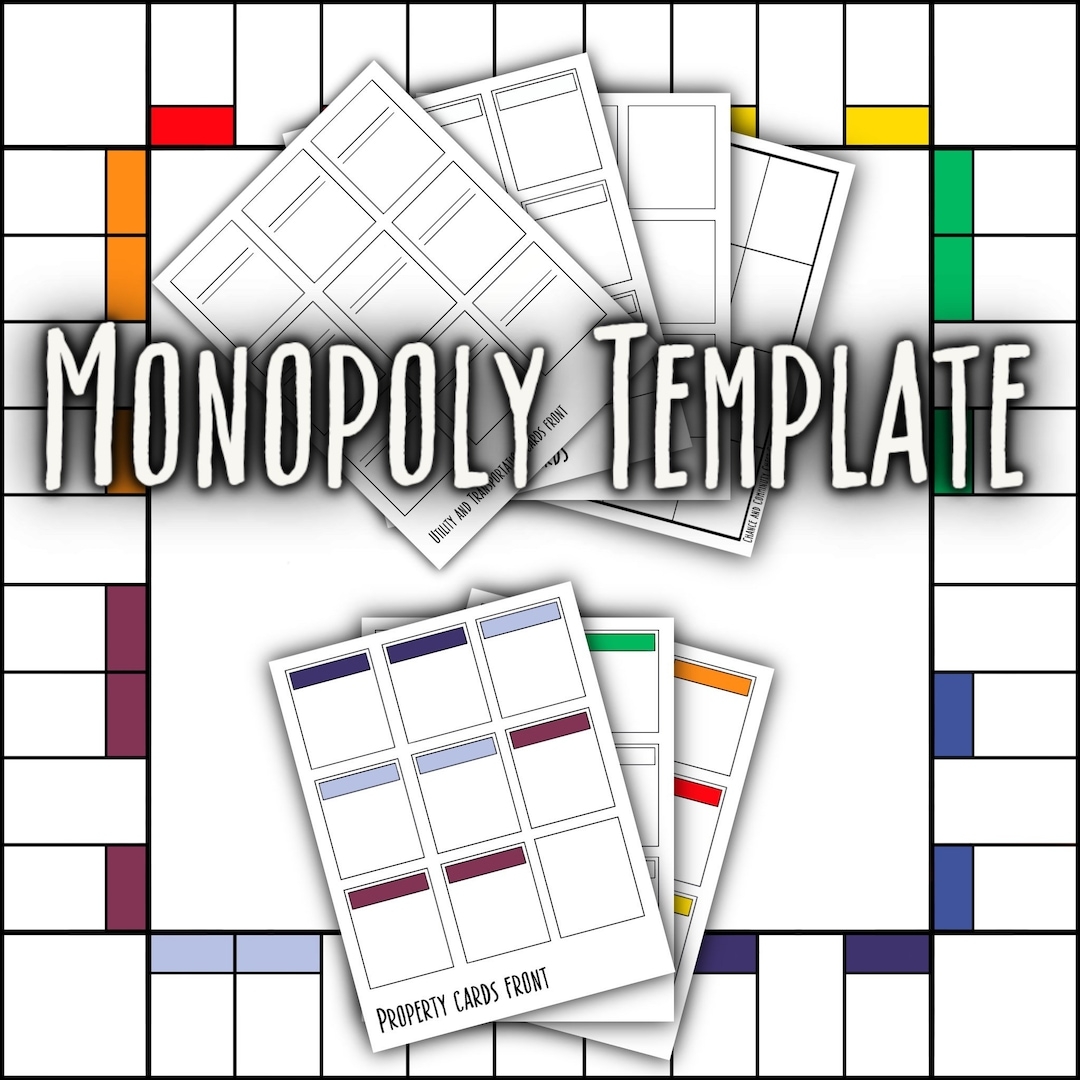 Customizable Monopoly Game Template DIY Printable Board Game For Family Fun Etsy Finland