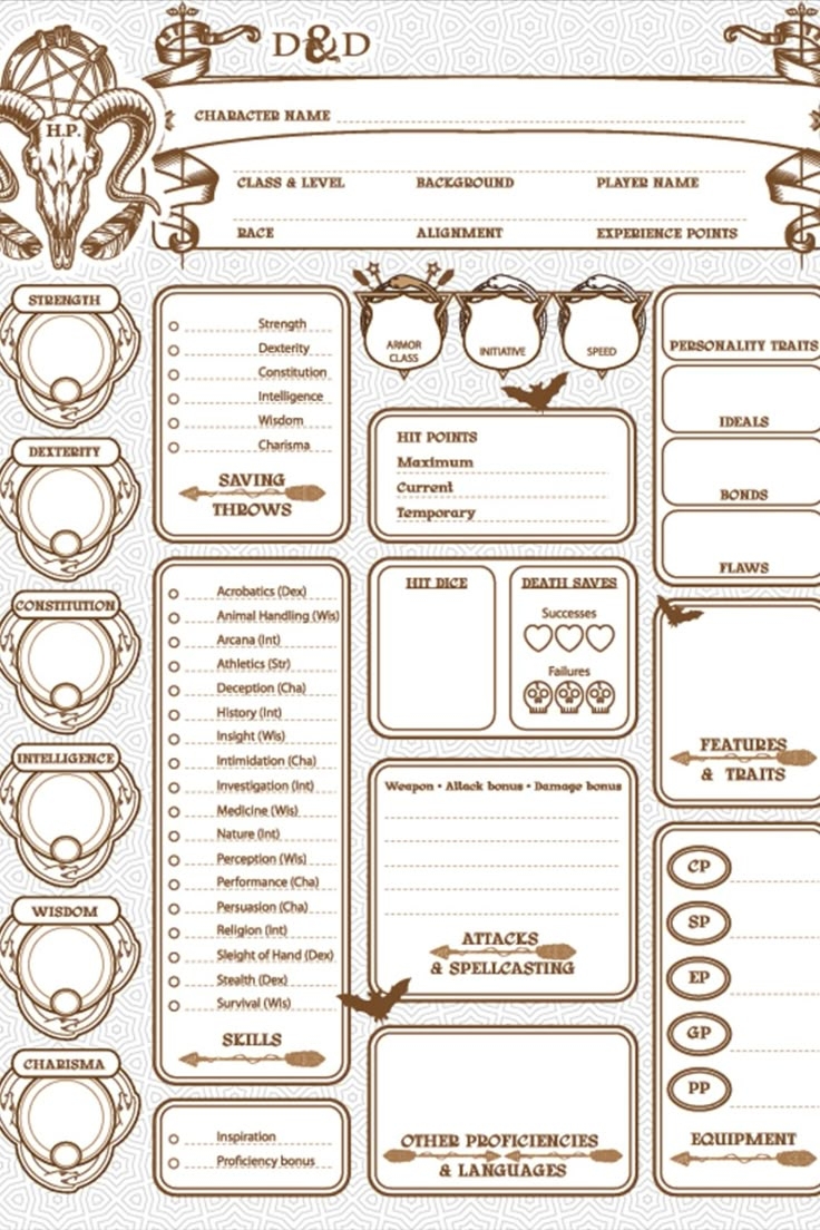 Customize Your DnD Character With Our Printable 5e Character Sheet Perfect For A Fun Adventure 