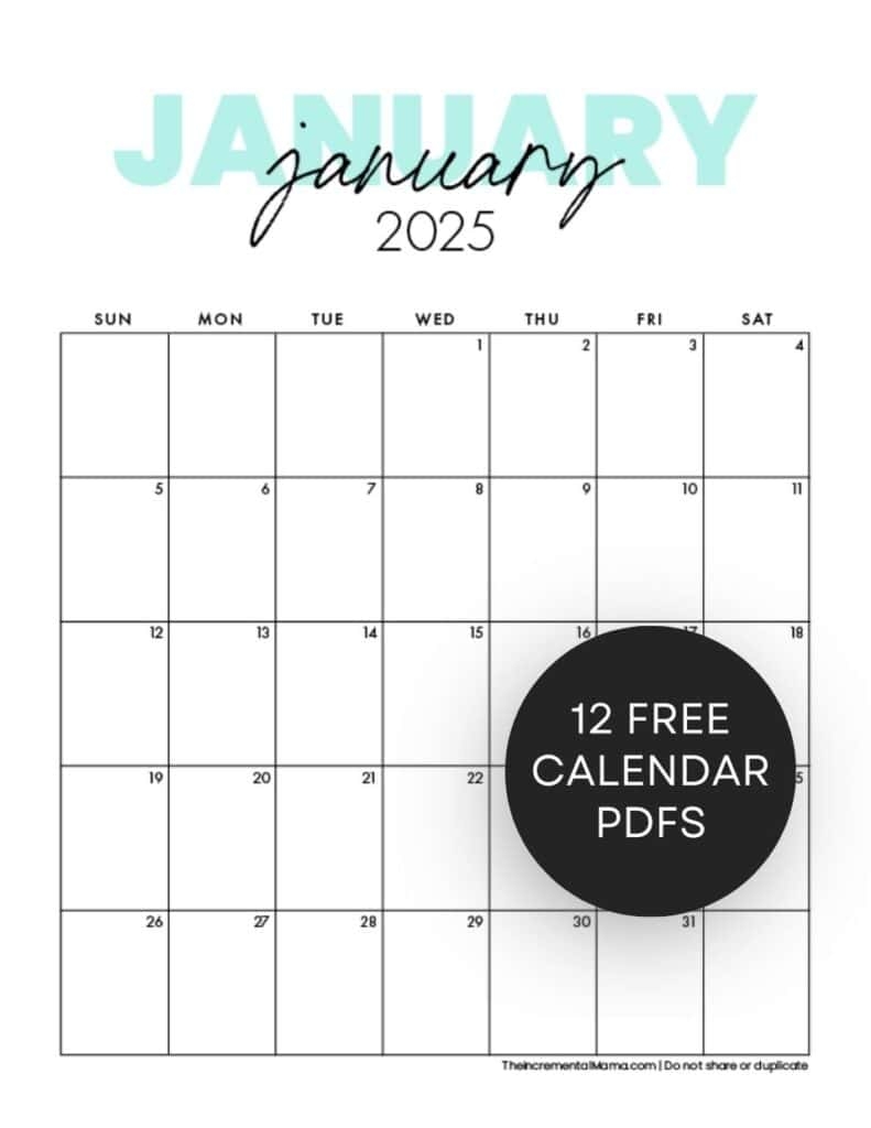 Blank Calendar Template 2025