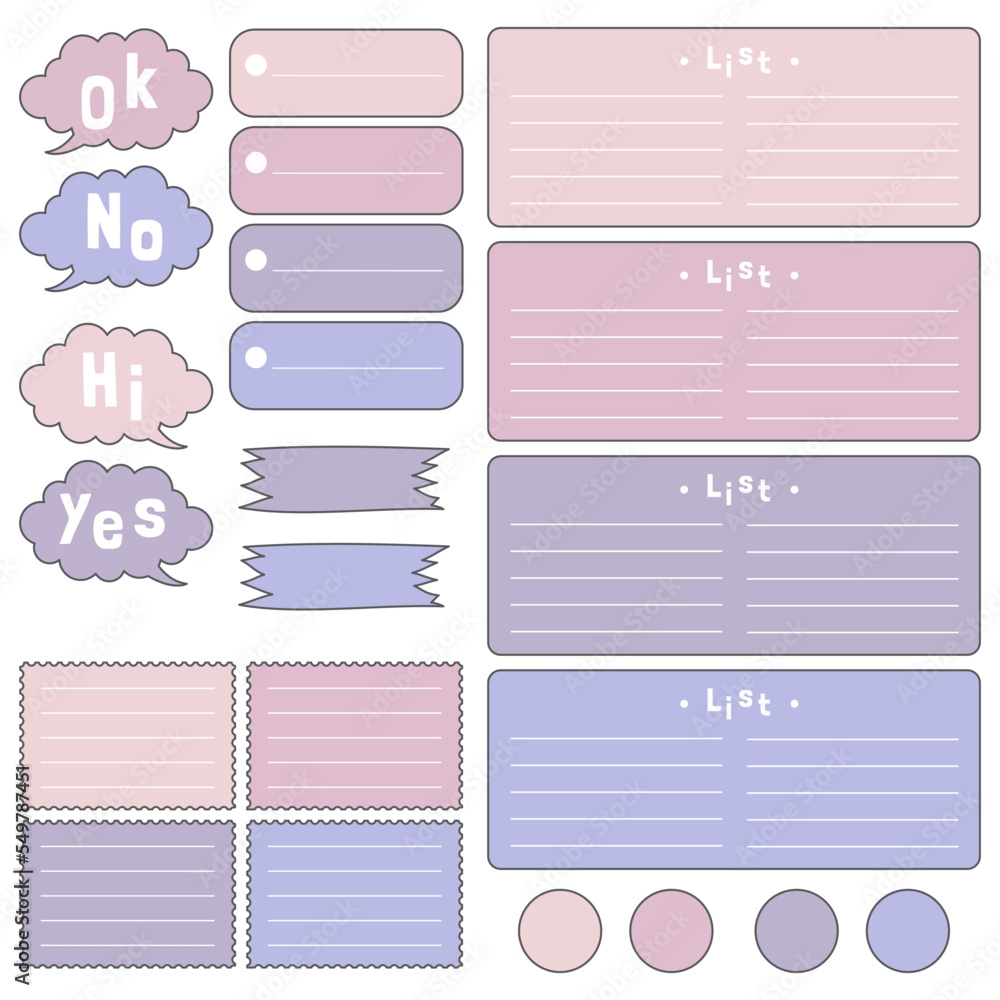 Cute Blank Paper Notes Stationery Organizer Set Scrapbook Notes And Memo Schedule Printable Planner Stickers To Do List Sticky Note Pad Decorative Planning Element Vector Illustration Stock vektor Adobe Stock