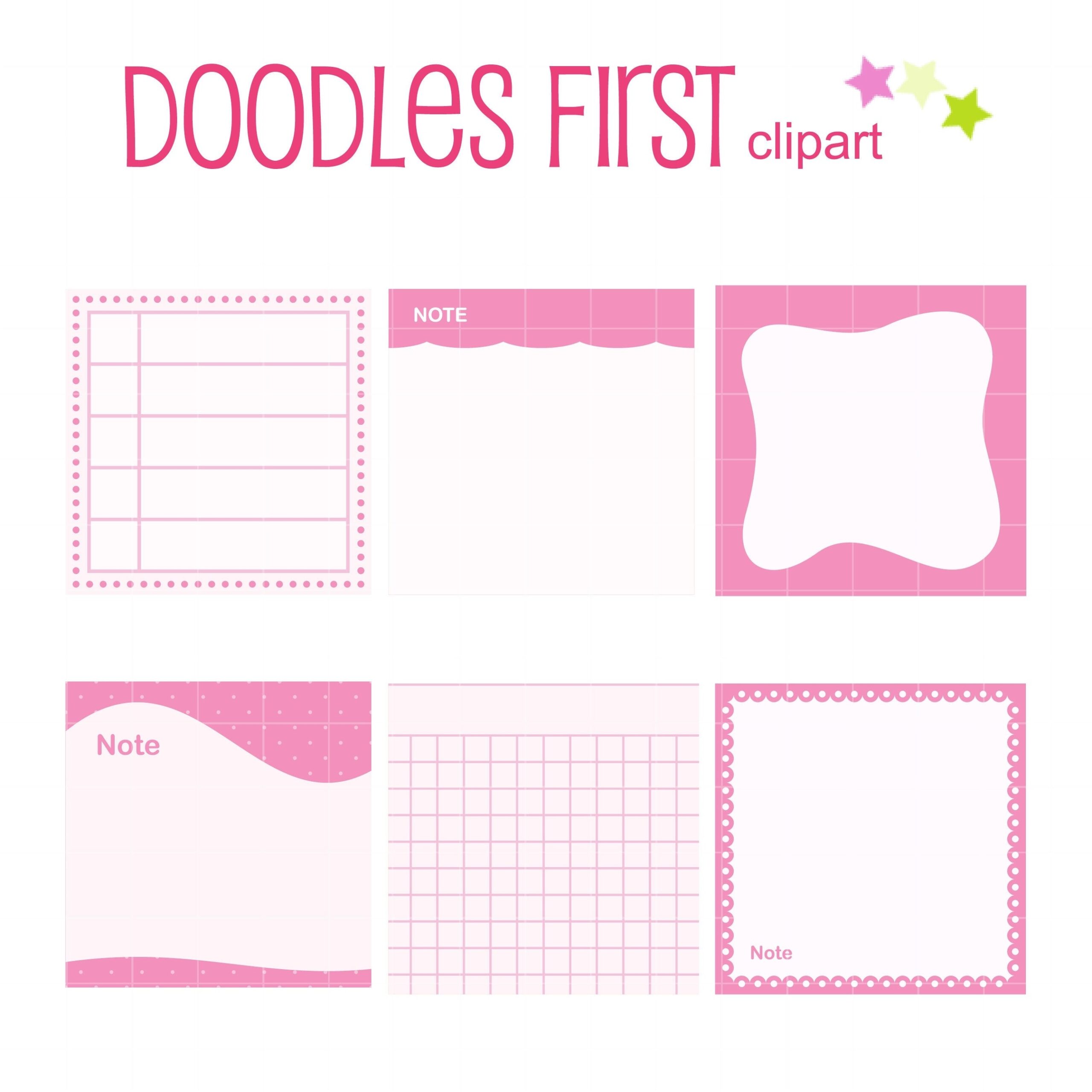 Cute Pink Sticky Note Template Digital Clip Art For Scrapbooking Card Making Cupcake Toppers Paper Crafts Etsy