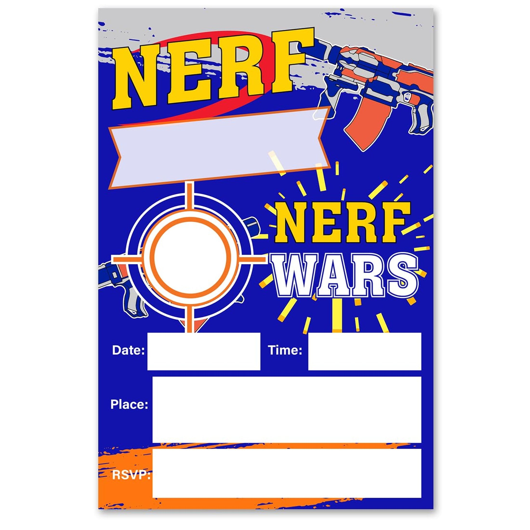 Dart Battle Bash Invitations 20 Pack Nerf Wars Birthday Invites With Envelopes For Epic Celebrations And Action Packed Fun For Kids And Friends Walmart