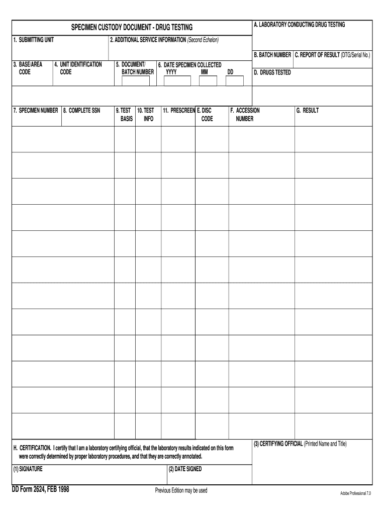 Printable Blank Drug Test Form