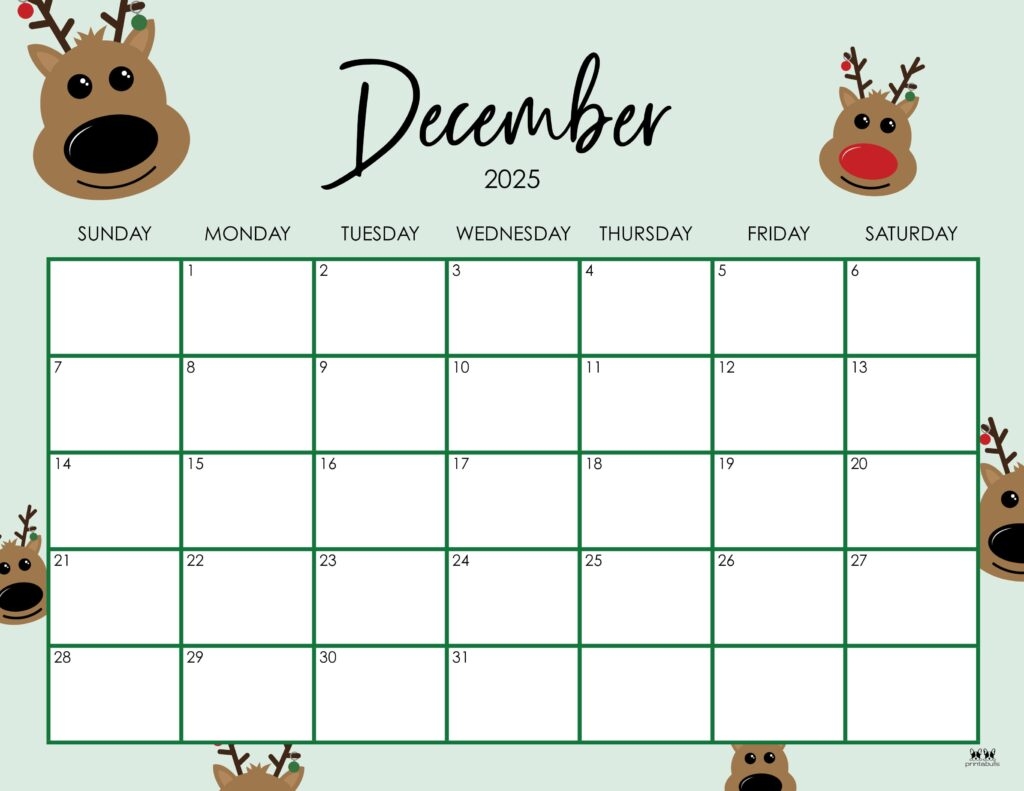Blank Calendar Template December 2025