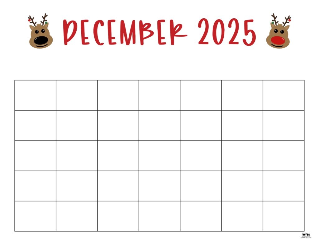 Blank 2025 December Calendar