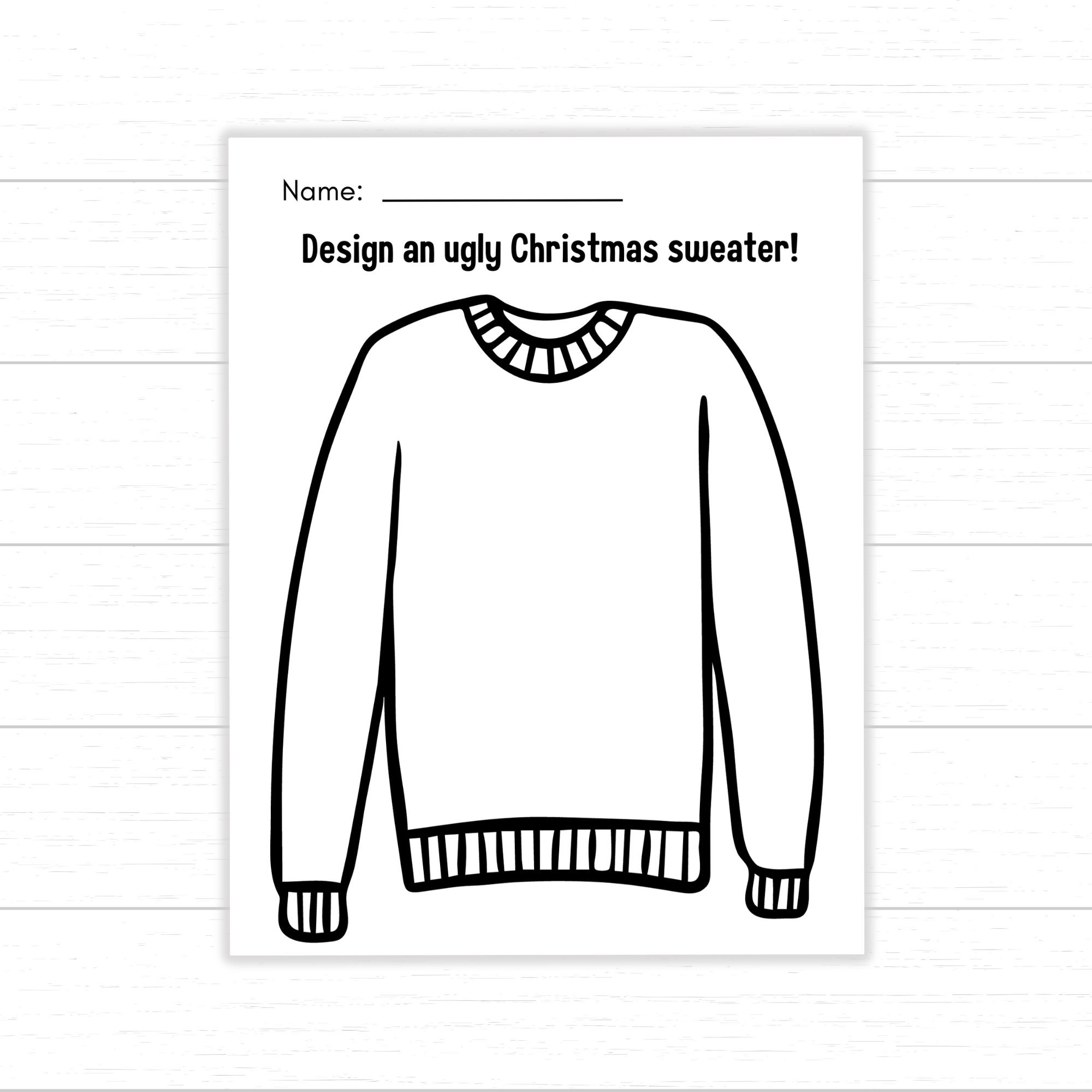 Blank Christmas Sweater Coloring Printable