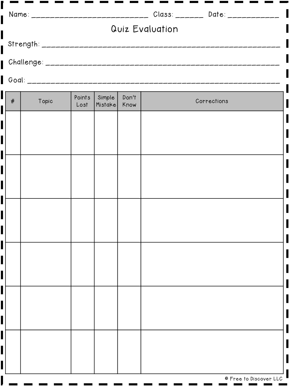 Blank Running Record Form Printable
