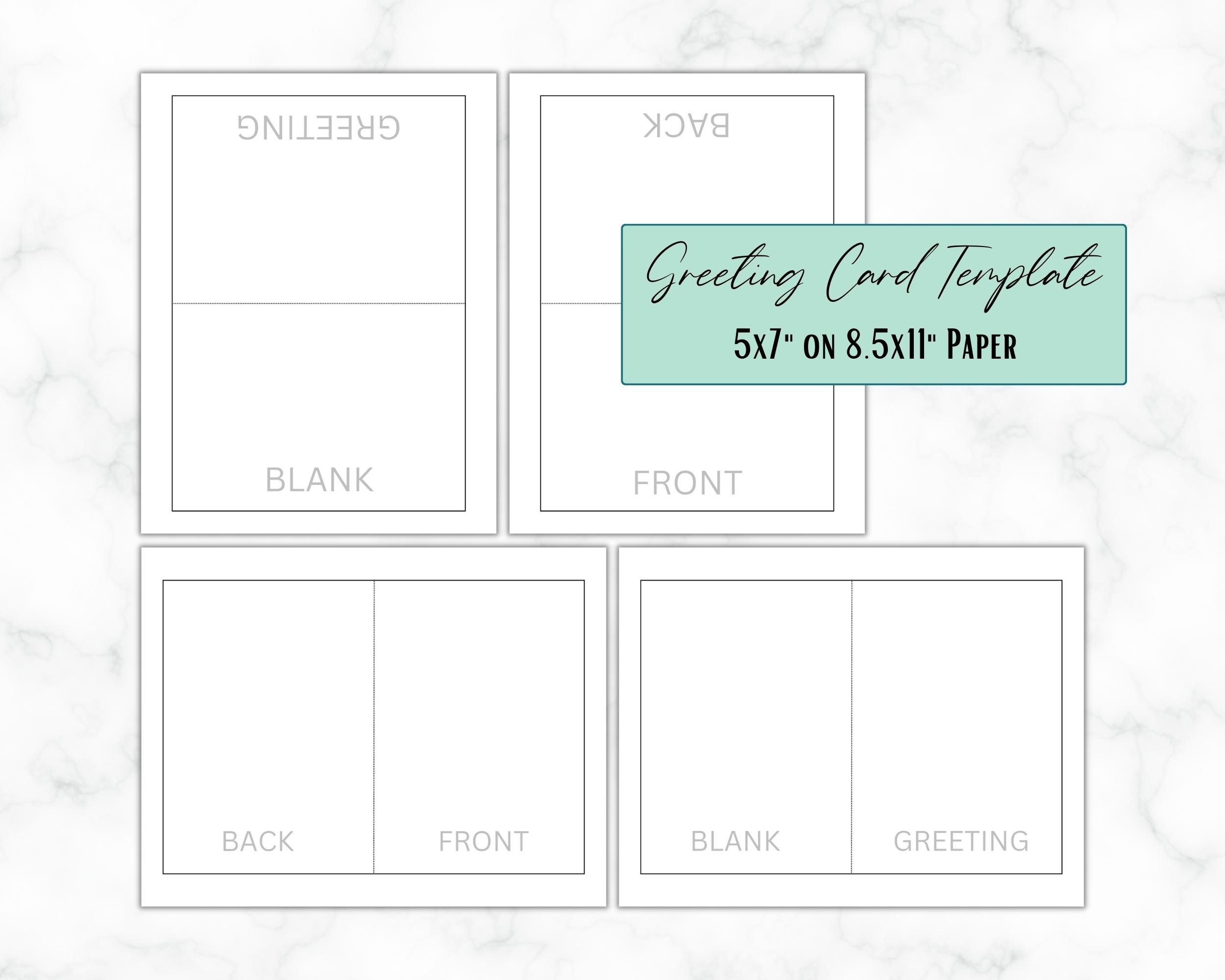 DIY Labelled Greeting Card Canva Template Card Design 5x7 On 8 5x11 Letter Paper Portrait Landscape Etsy