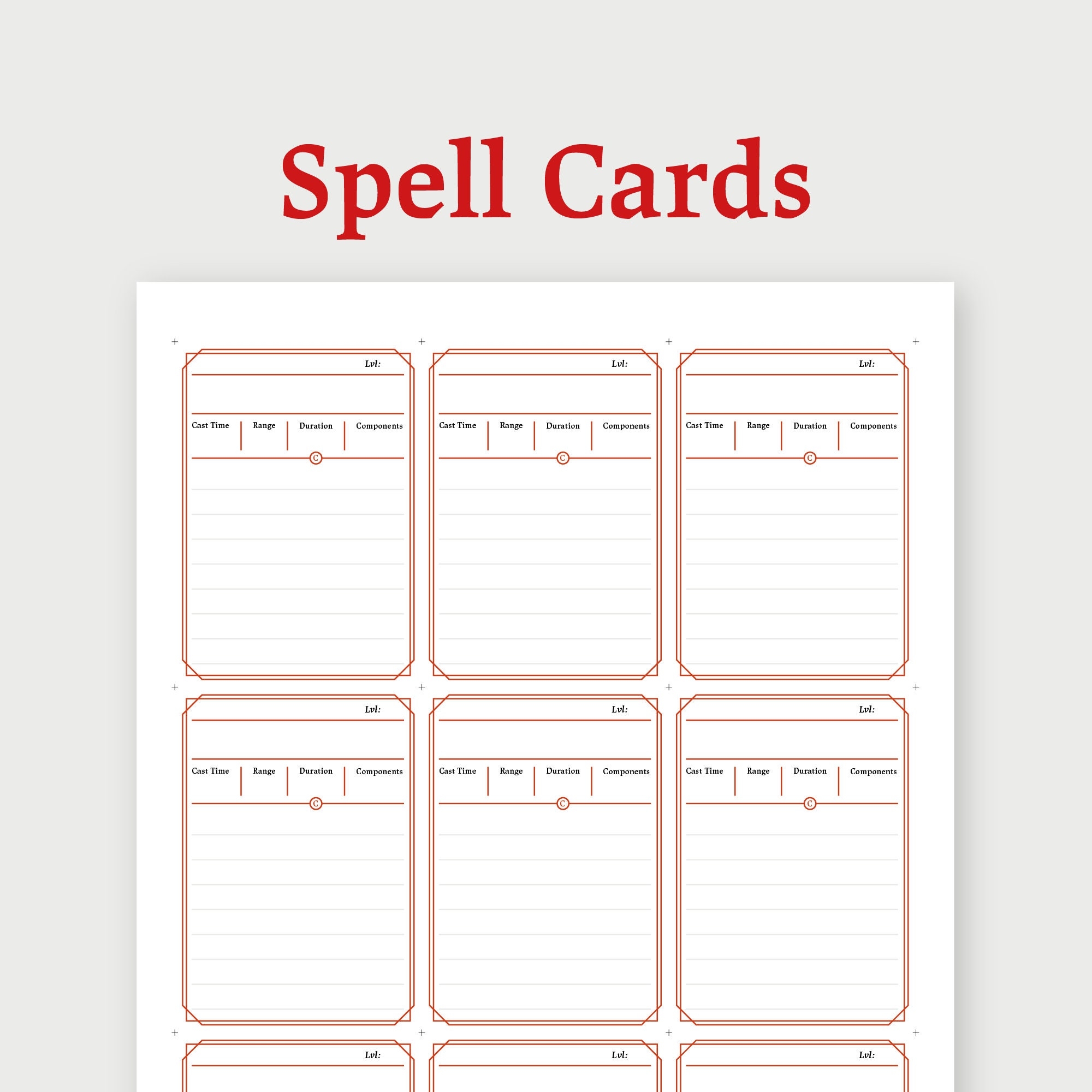DIY Printable Spell Cards Etsy