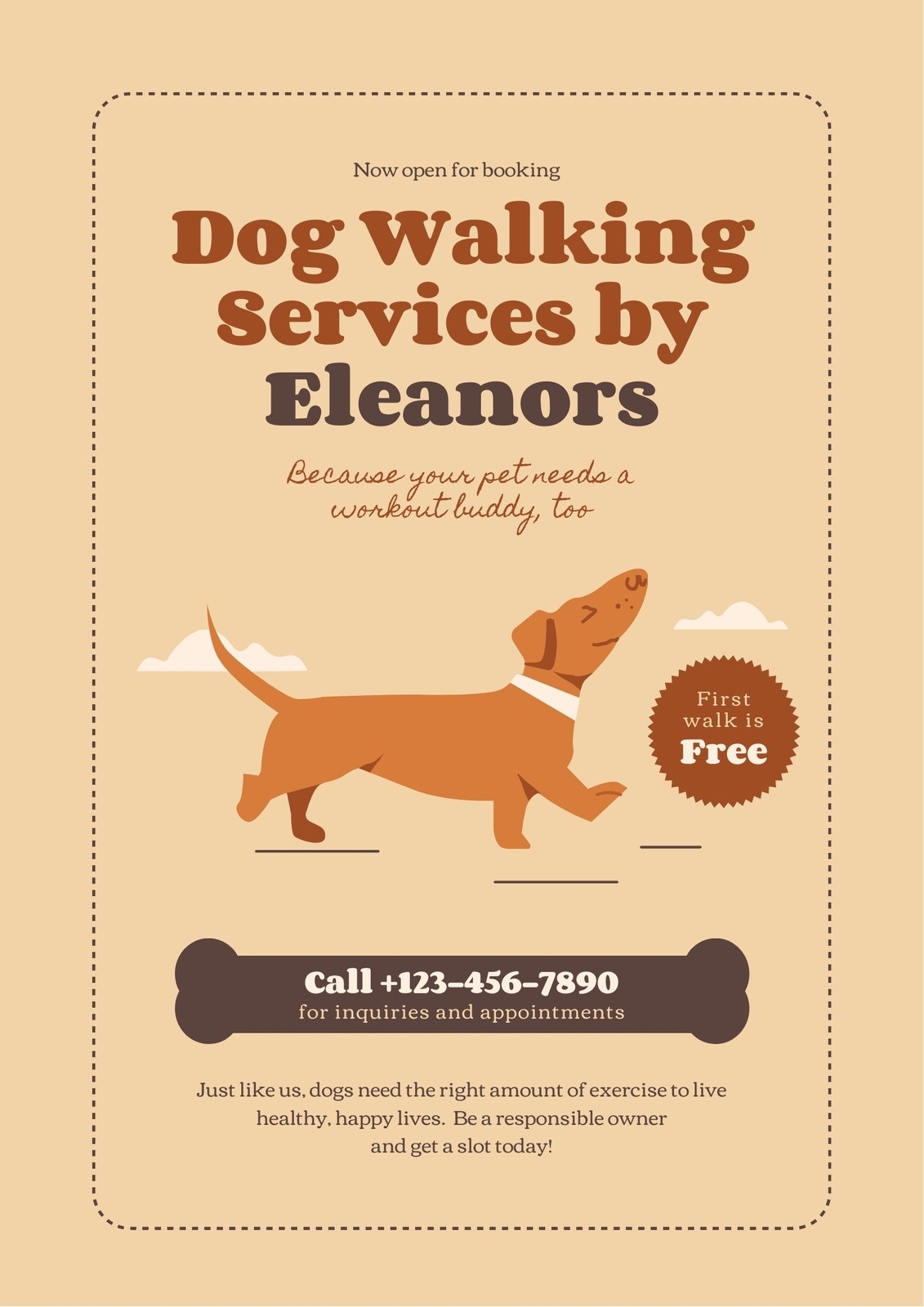 Dog Authorized Walking Flyer Template