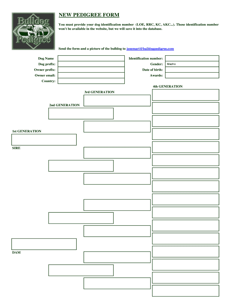 Dog Pedigree Template Fill Online Printable Fillable Blank PdfFiller