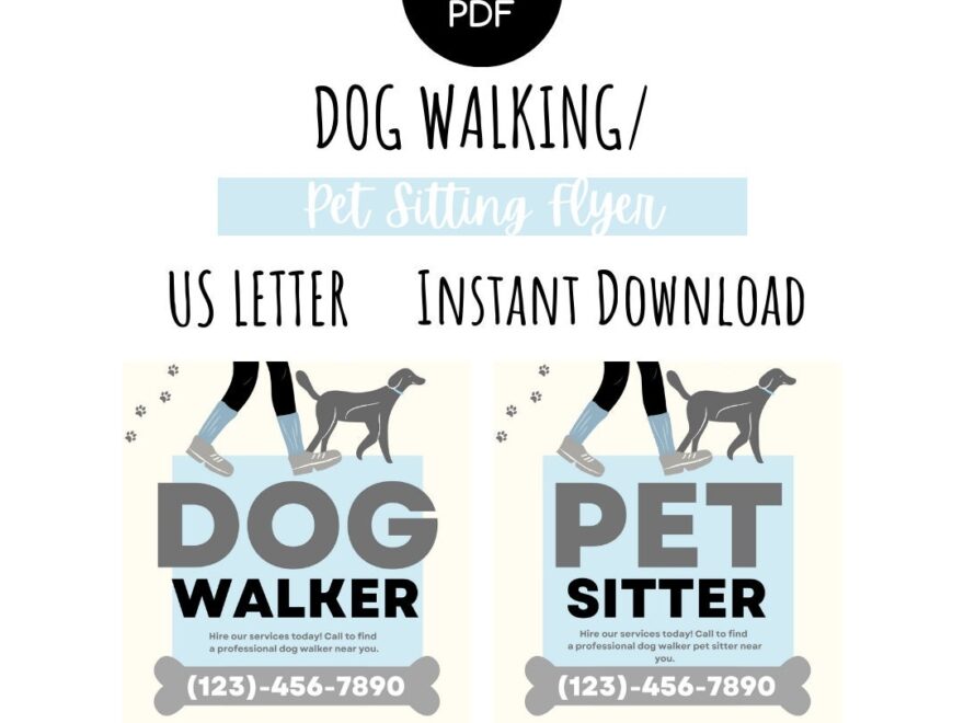 Dog Walking pet Sitting Flyer 100 Customizable Canva Template Etsy