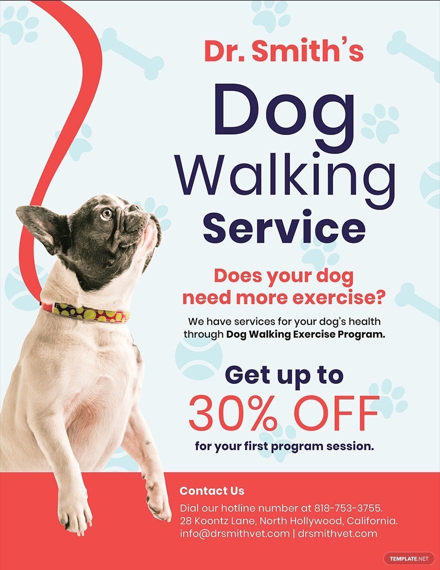 Dog Walking Service Flyer Template In PSD Illustrator Word Pages Publisher Download Template