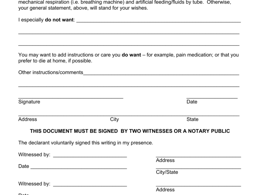 Download Nebraska Living Will Form Advance Directive PDF FreeDownloads