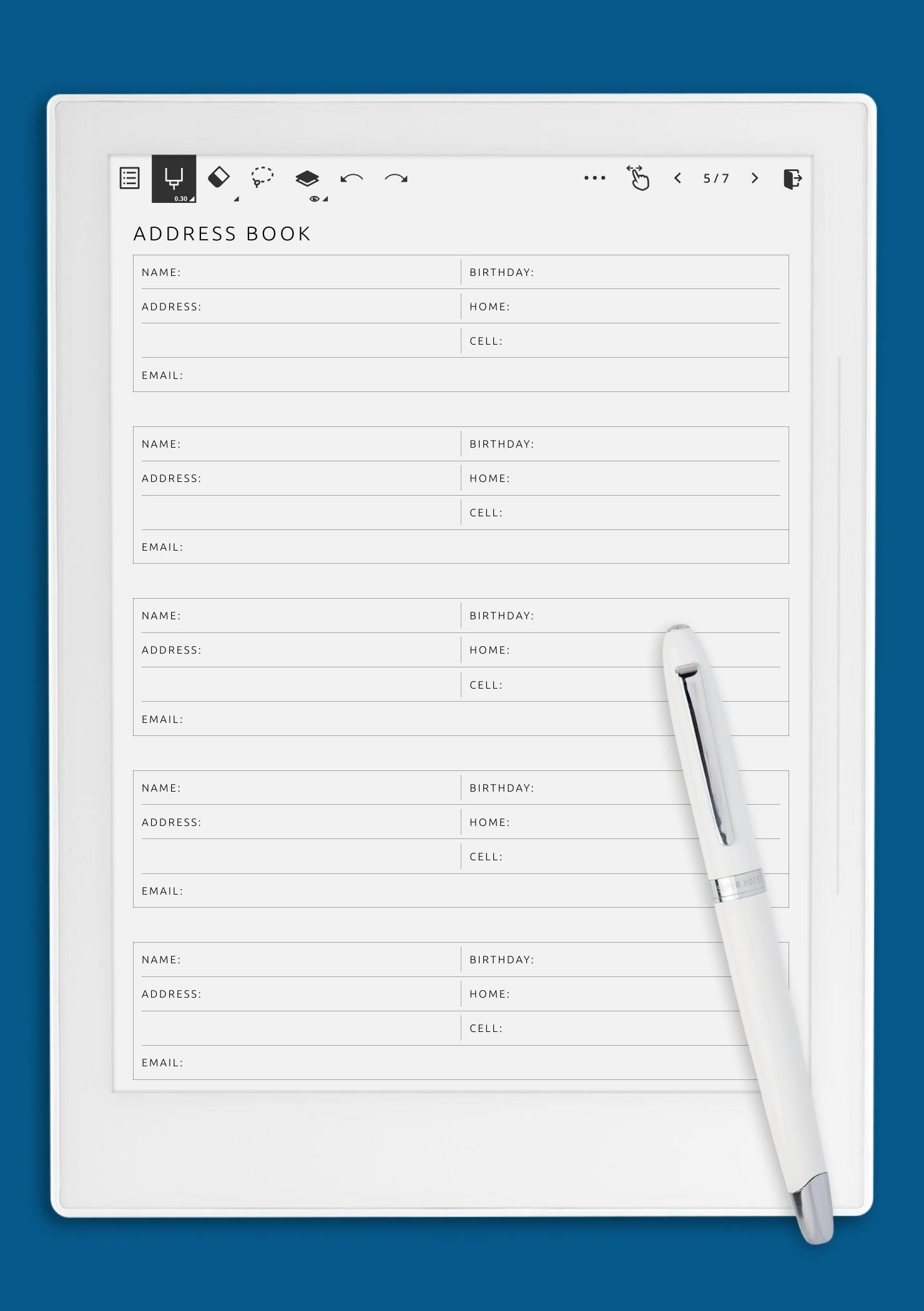 Download Printable Address Book Template PDF