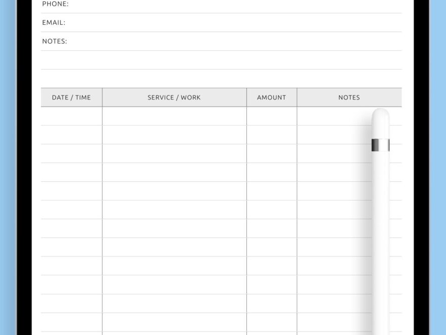 Download Printable Client Record Book Template PDF