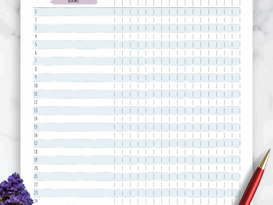 Download Printable Gradebook Template Floral Style PDF