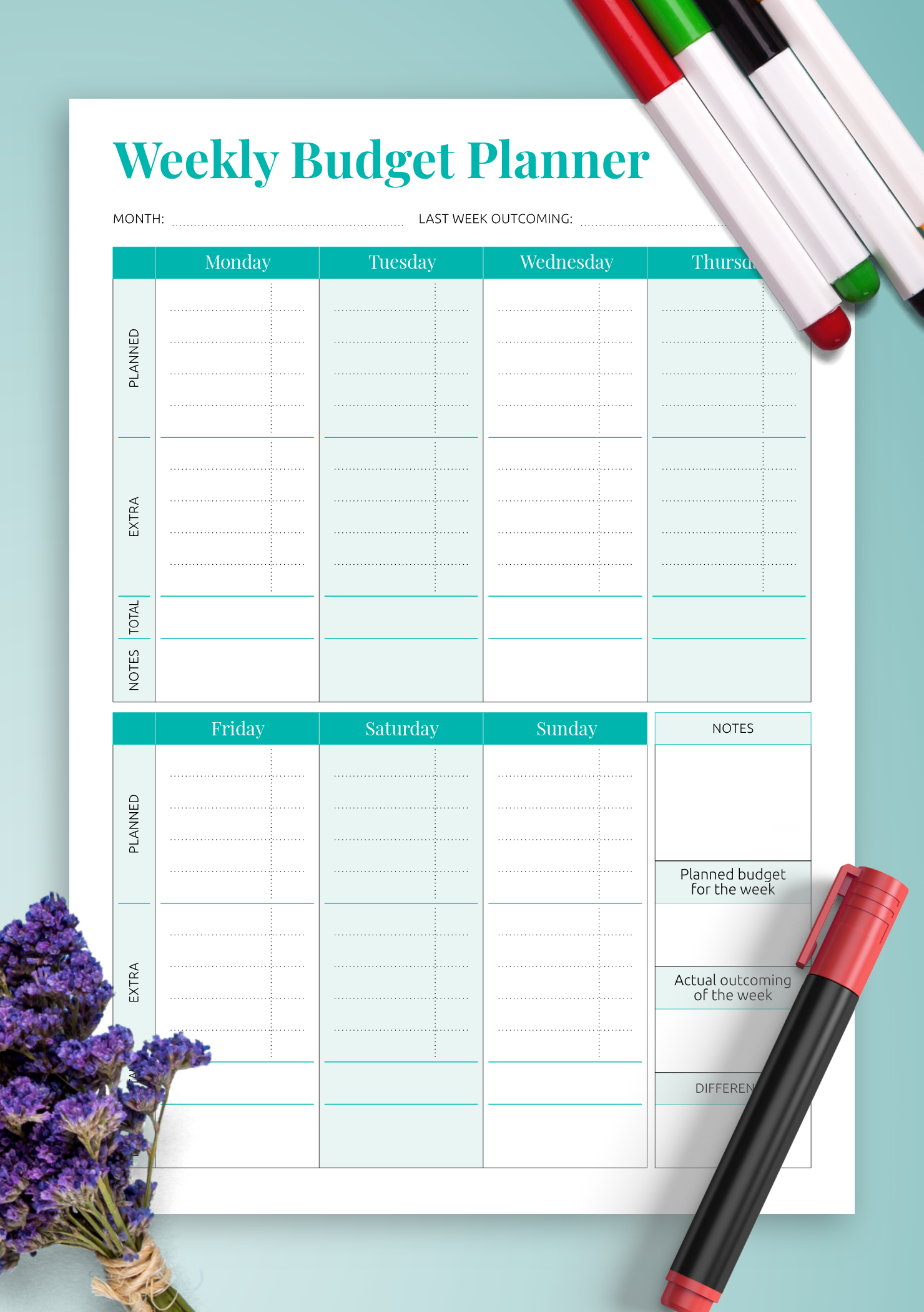 Blank Weekly Budget Worksheet Printable