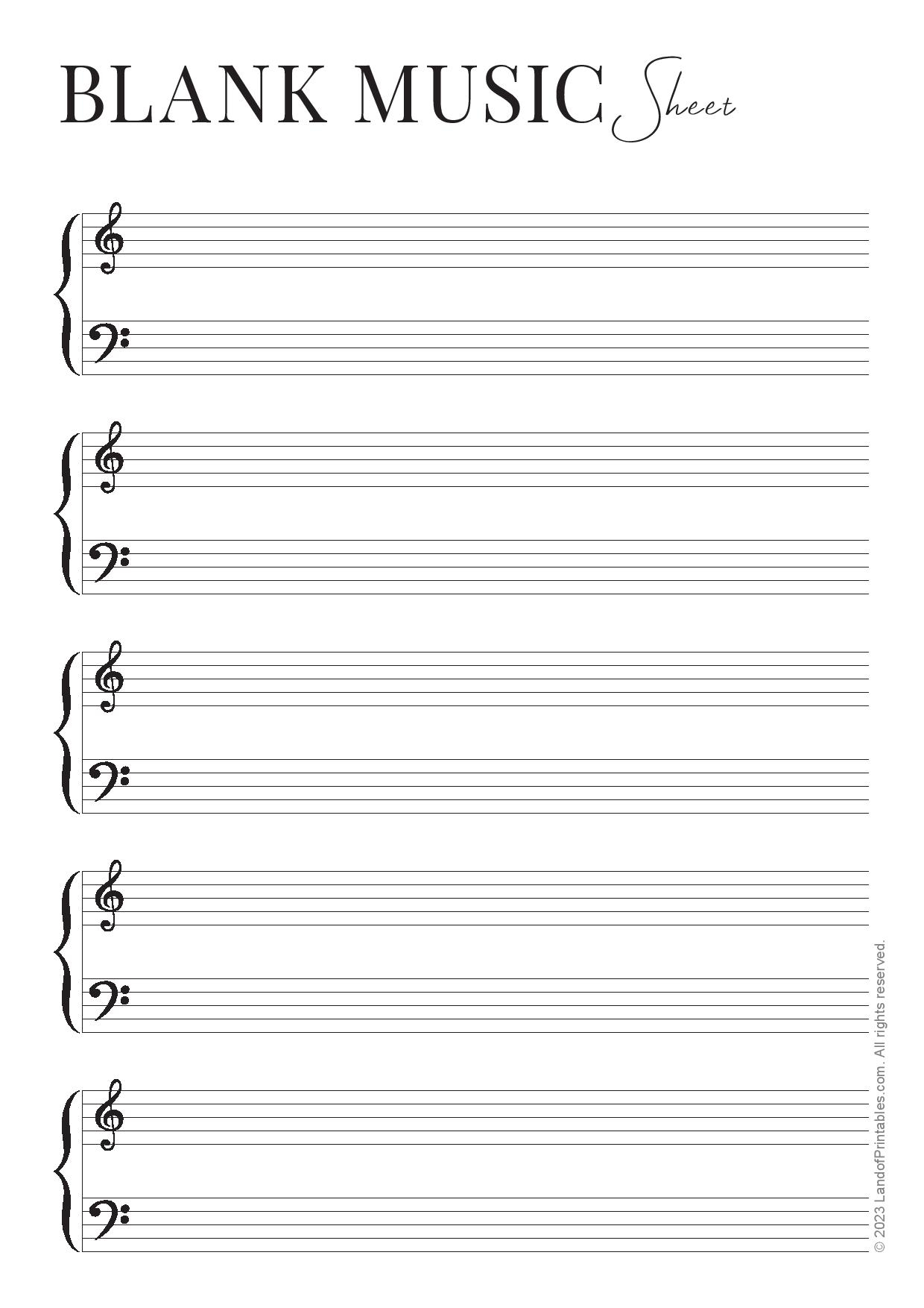 Printable Blank Music Manuscript Paper