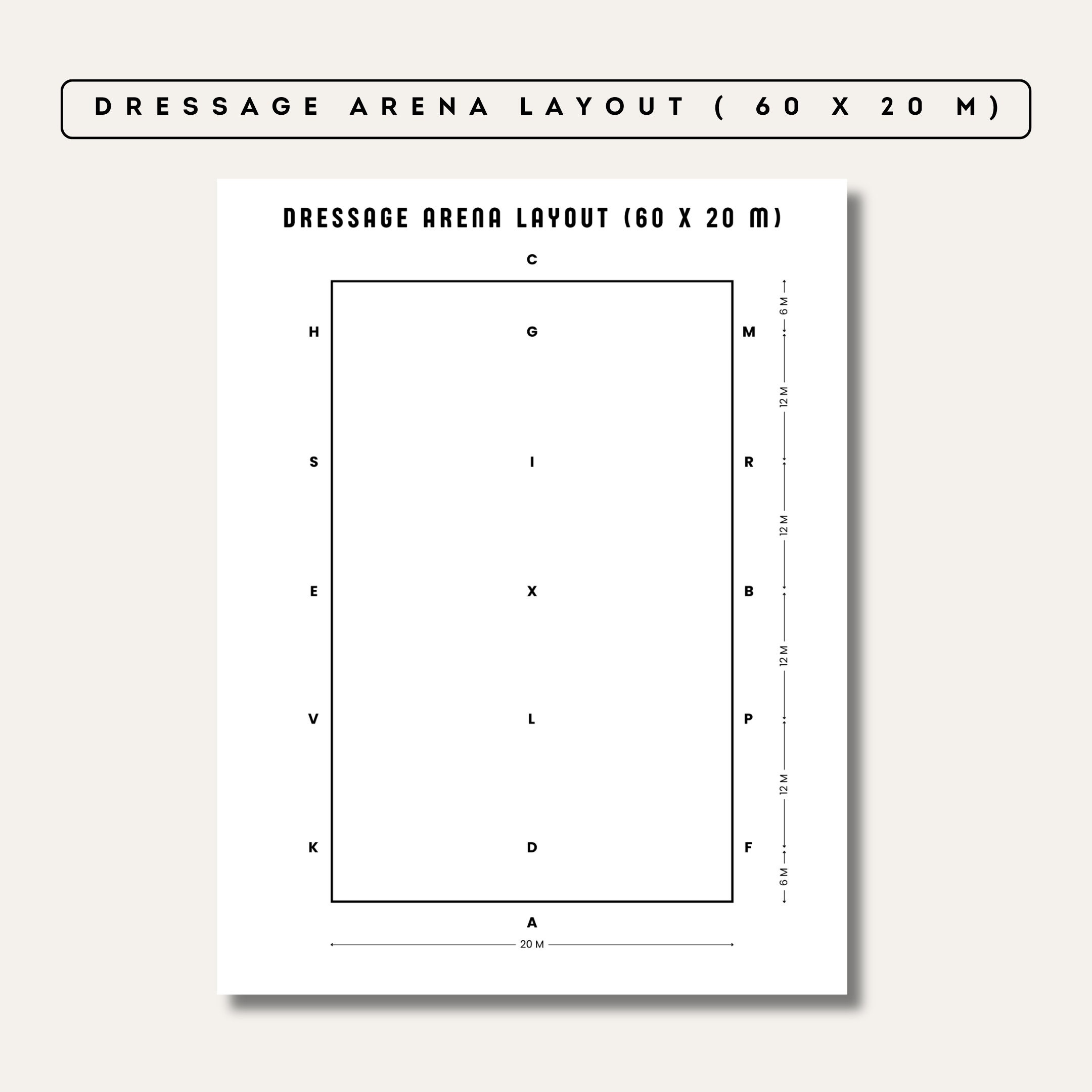 Dressage Arena Layout Printable Equestrian Template 60 X 20 M 40 X 20 M Equine Dressage Arena Diagram Letter Size PDF Etsy