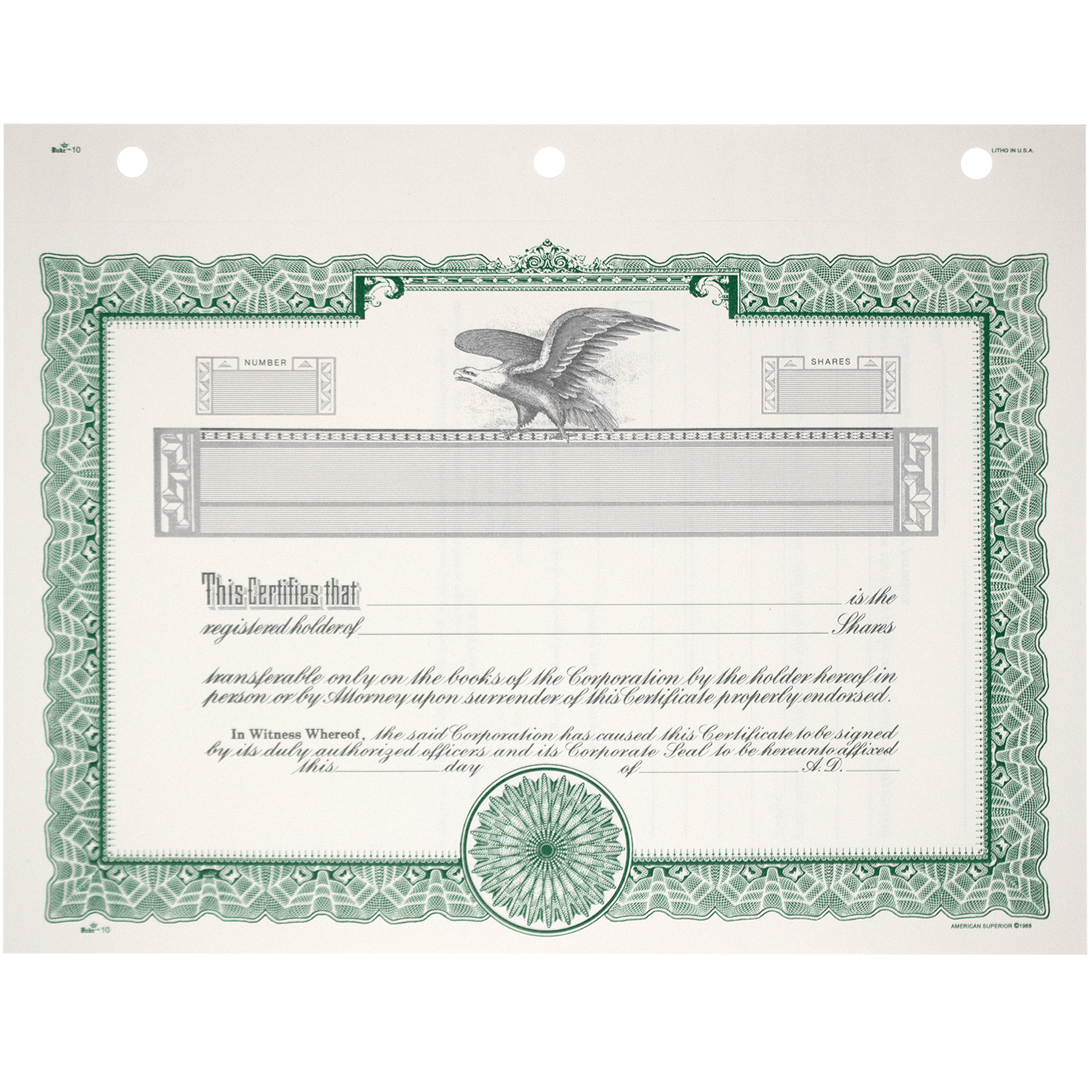 Corporate Blank Printable Stock Certificates