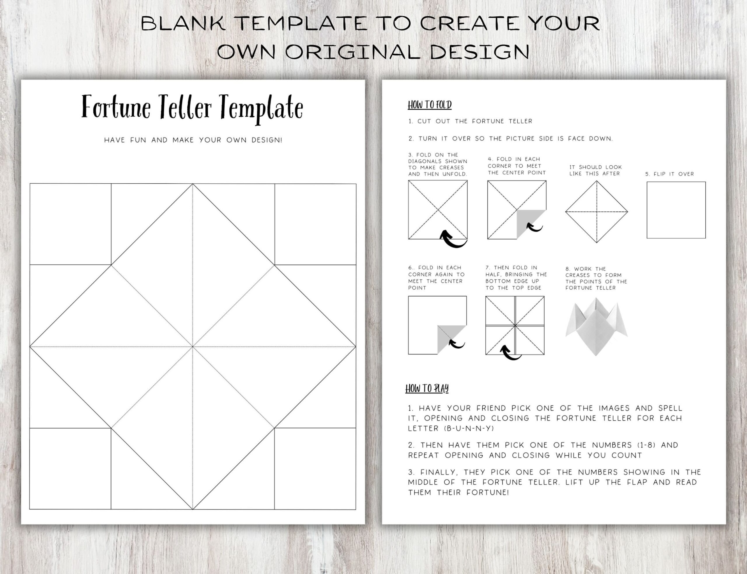 Fortune Teller Printable Out Blank