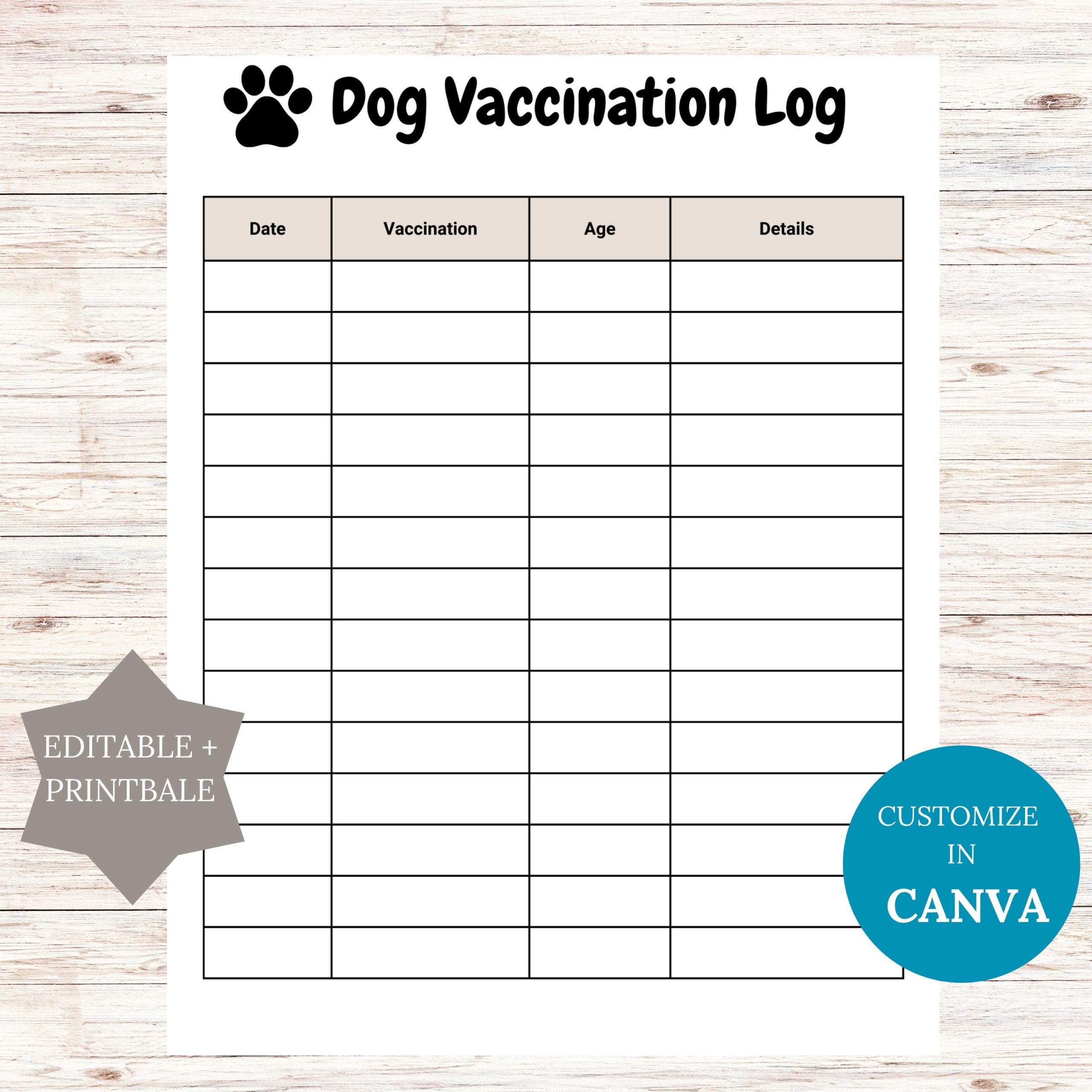 Dog Vaccination Chart Printable Blank