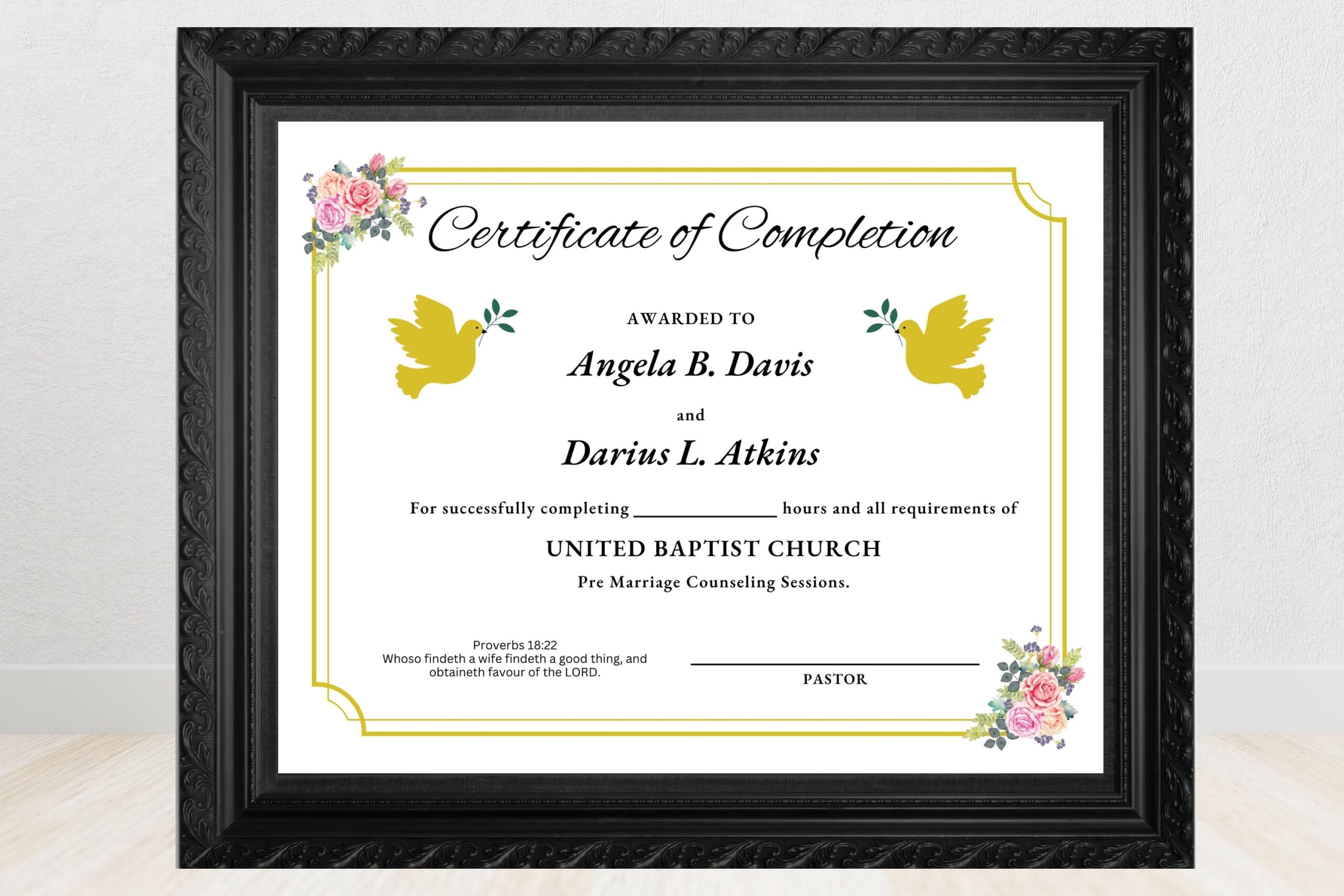 Editable Premarital Counseling Certificate Of Completion Pre Marriage Wedding Certificate Template Edit In Canva Etsy Hong Kong