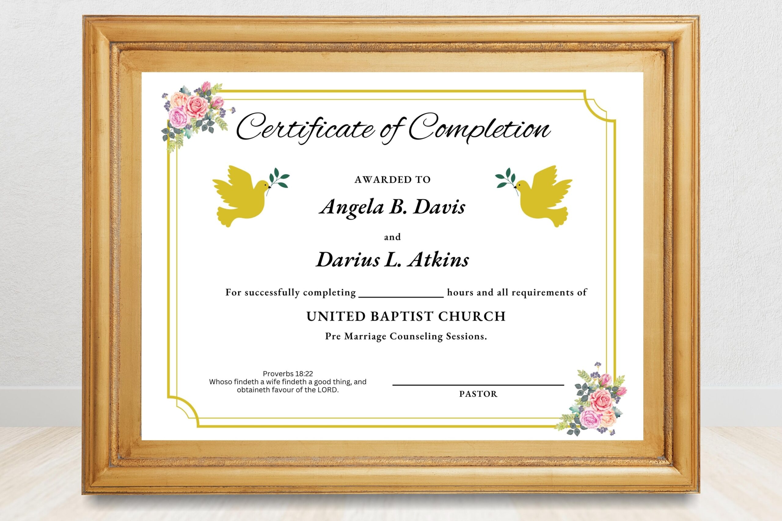 Editable Premarital Counseling Certificate Of Completion Pre Marriage Wedding Certificate Template Edit In Canva Etsy Sweden