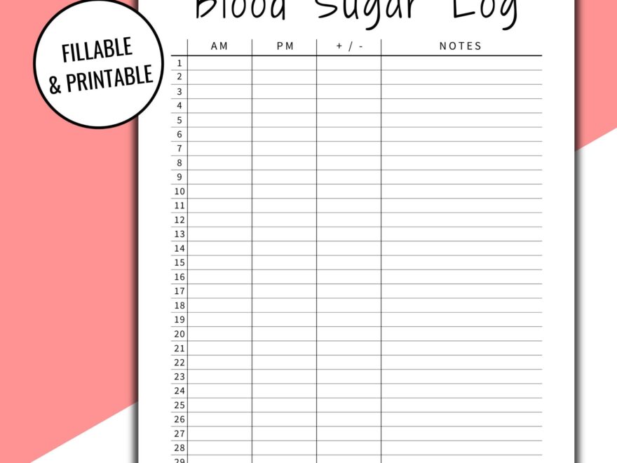 Editable Printable Blood Sugar Log Blood Sugar Reading Blood Glucose Tracker Diabetic Log Medical Journal Planner Printout Etsy