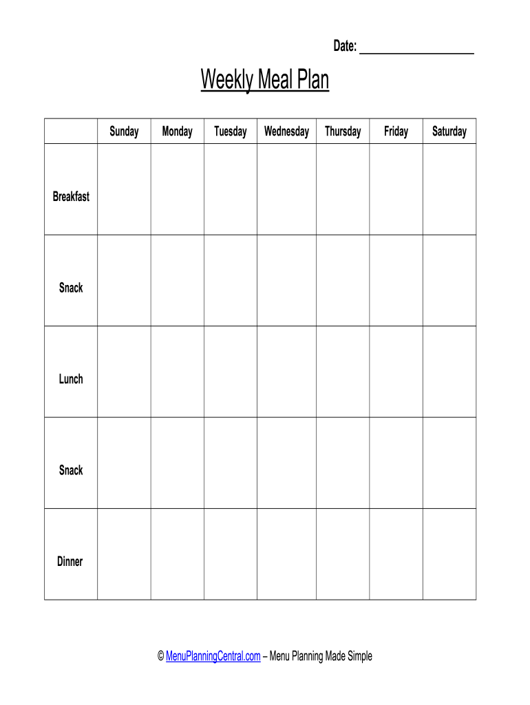 Editable Weekly Menu Template Download Fill Online Printable Fillable Blank PdfFiller