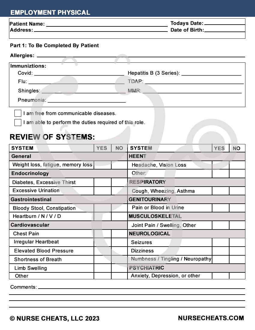 Blank Tb Test Form Printable