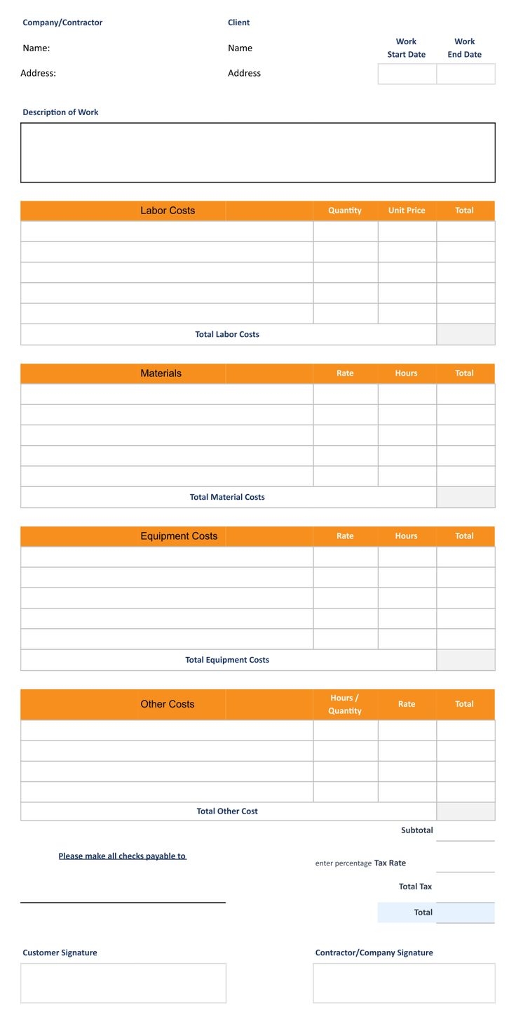 Estimate Templates Blank Downloadable 10 Free PDF Printables Printablee