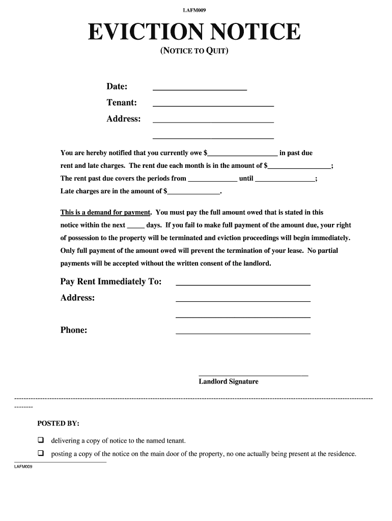Eviction Notice Template Pa Fill Online Printable Fillable Blank PdfFiller