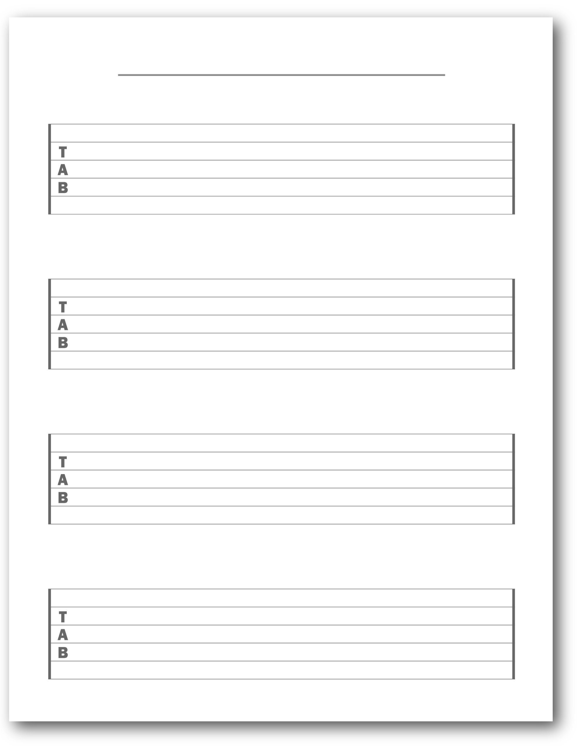 Printable Blank Guitar Tab Paper