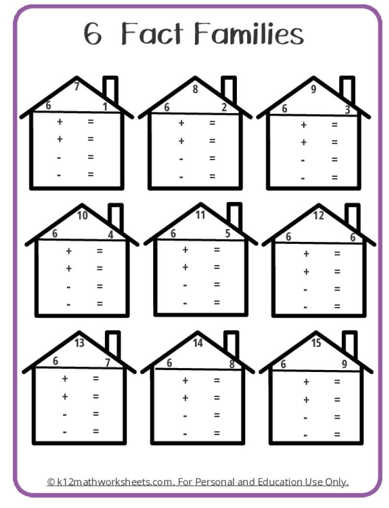 Fact Family Worksheets