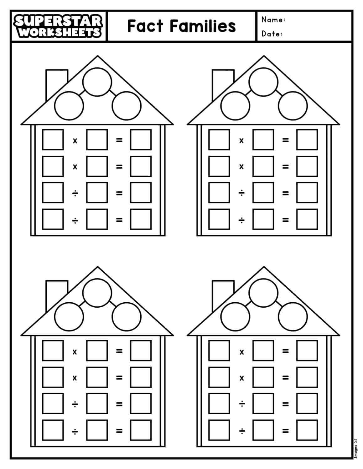 Fact Family Worksheets Superstar Worksheets