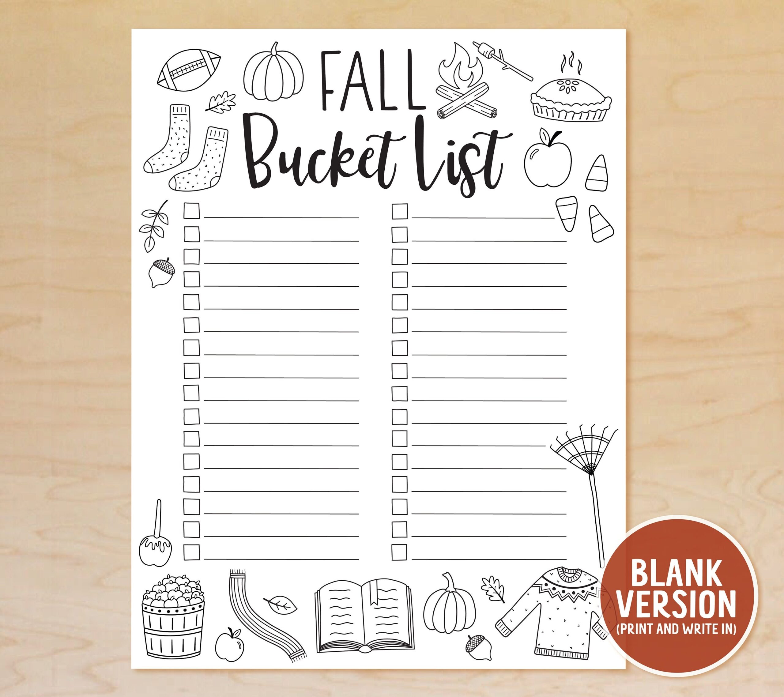 Fall Bucket List Printable Autumn Bucket List Template Editable Fall Bucket List Autumn Activities Checklist Fall To Do List PDF Etsy