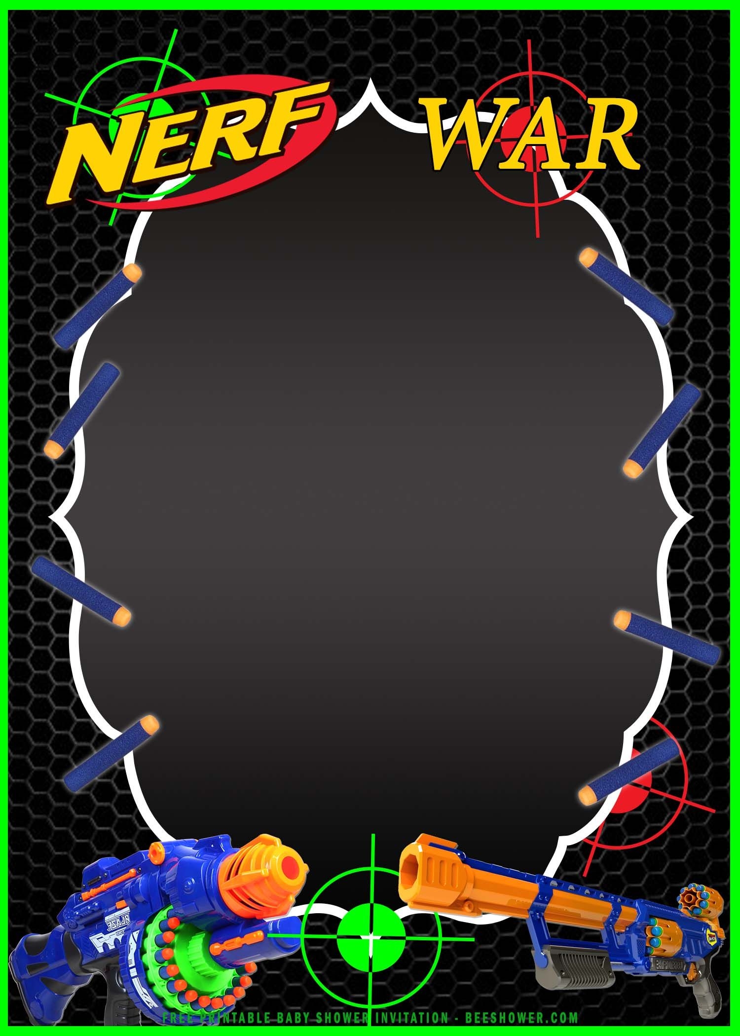 Nerf Wars Printable Invitation Blank