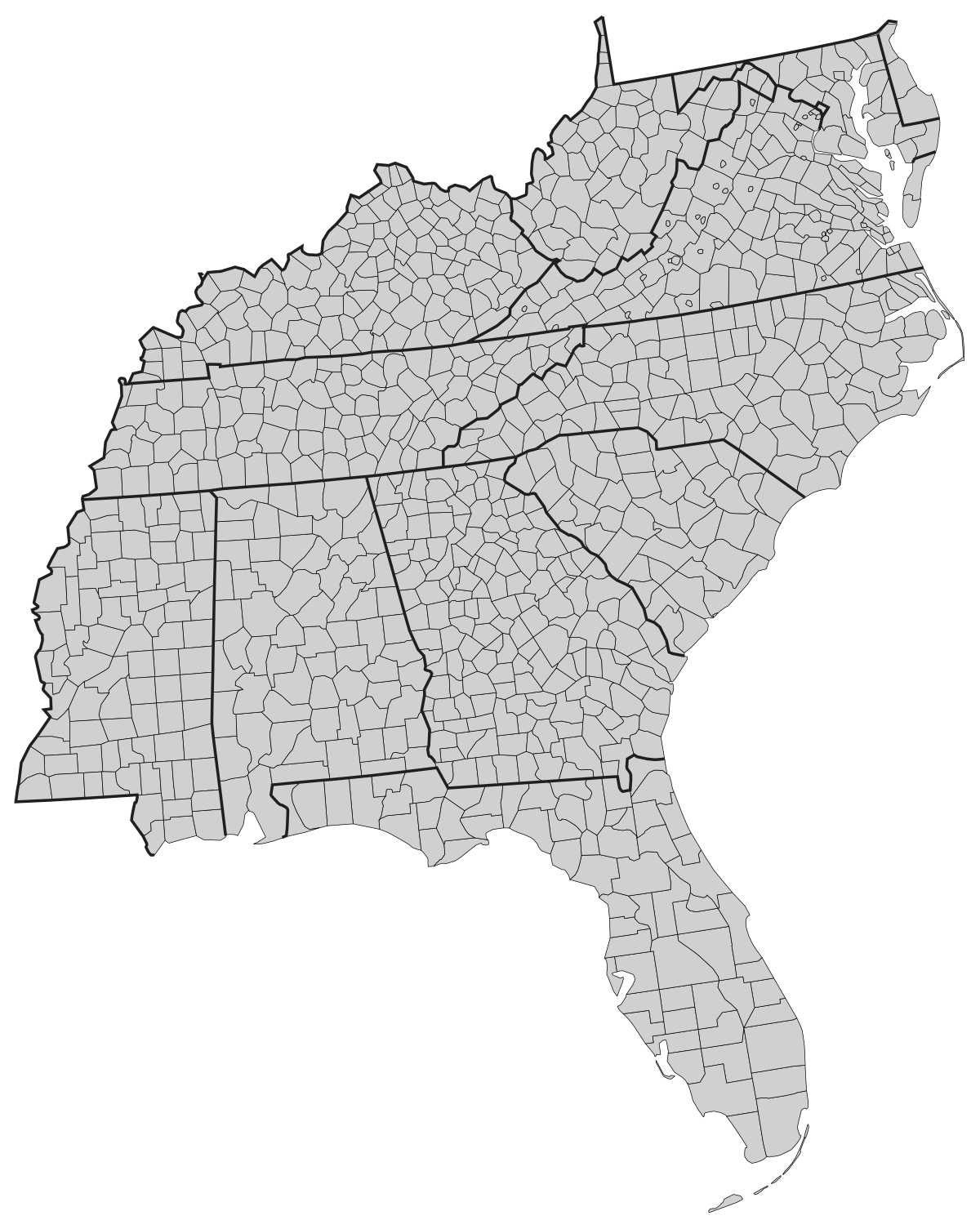Southeast States Blank Map Printable