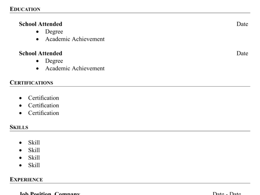 Fill In Blank Resume 10 Free PDF Printables Printablee