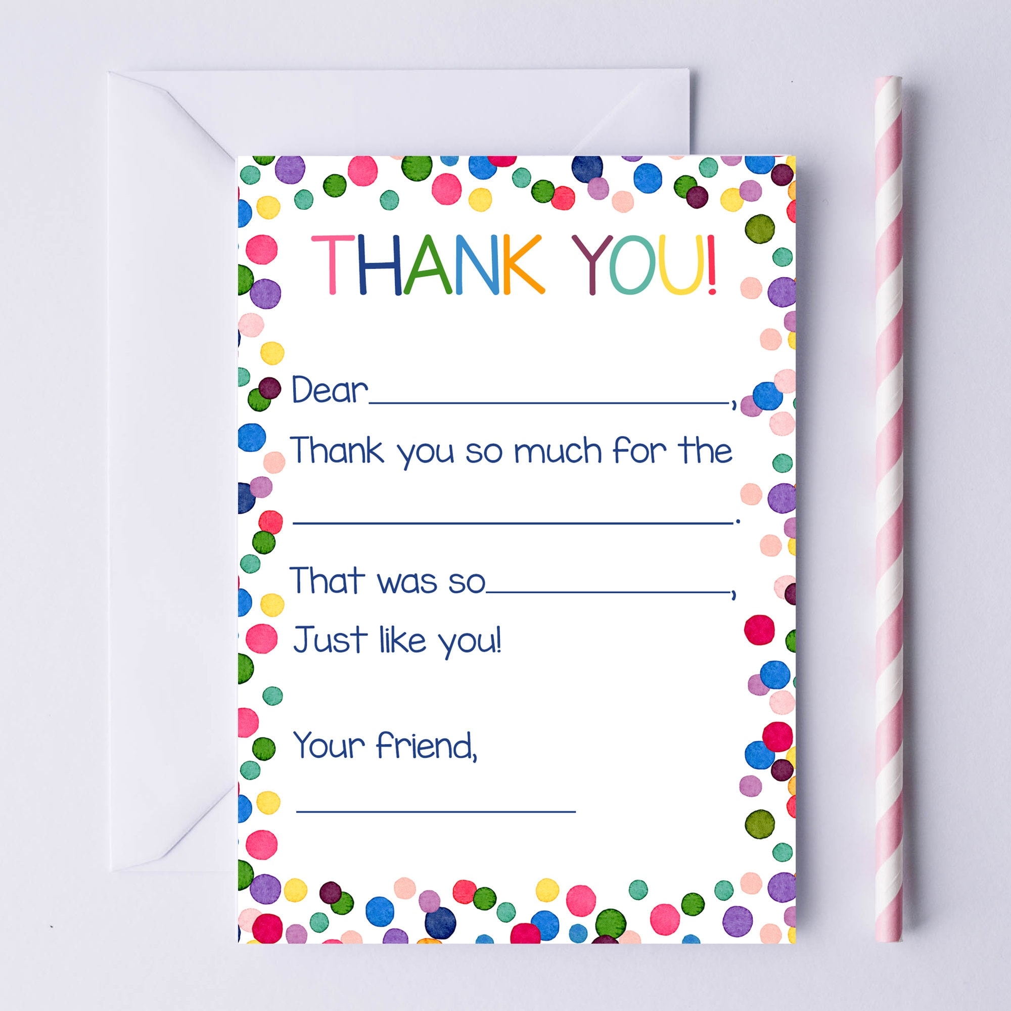 Fill in the blank Thank You Cards Printable For Kids Thank You Notes Kids Thank You Card Instant Download Birthday Thank You Etsy