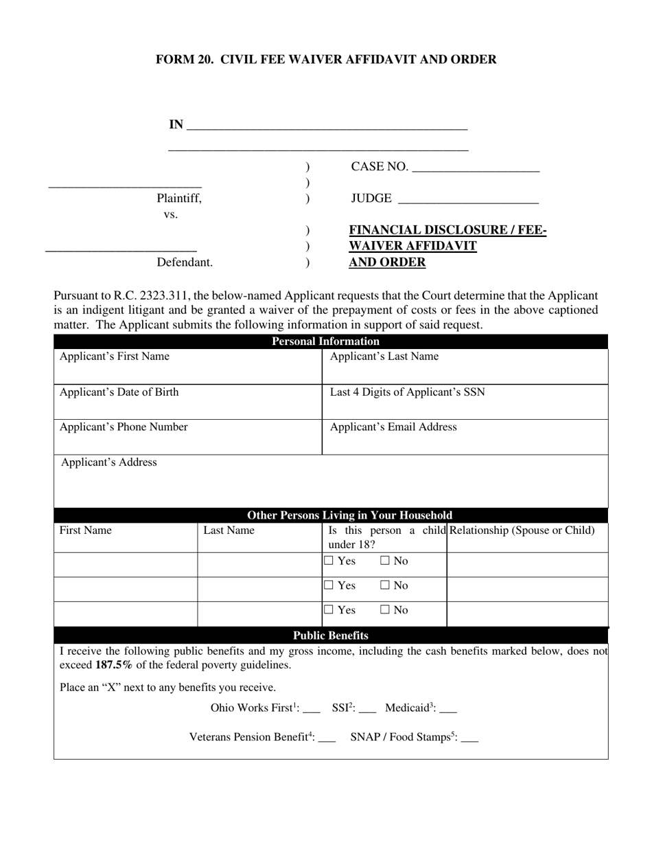 Form 20 Fill Out Sign Online And Download Printable PDF Ohio Templateroller