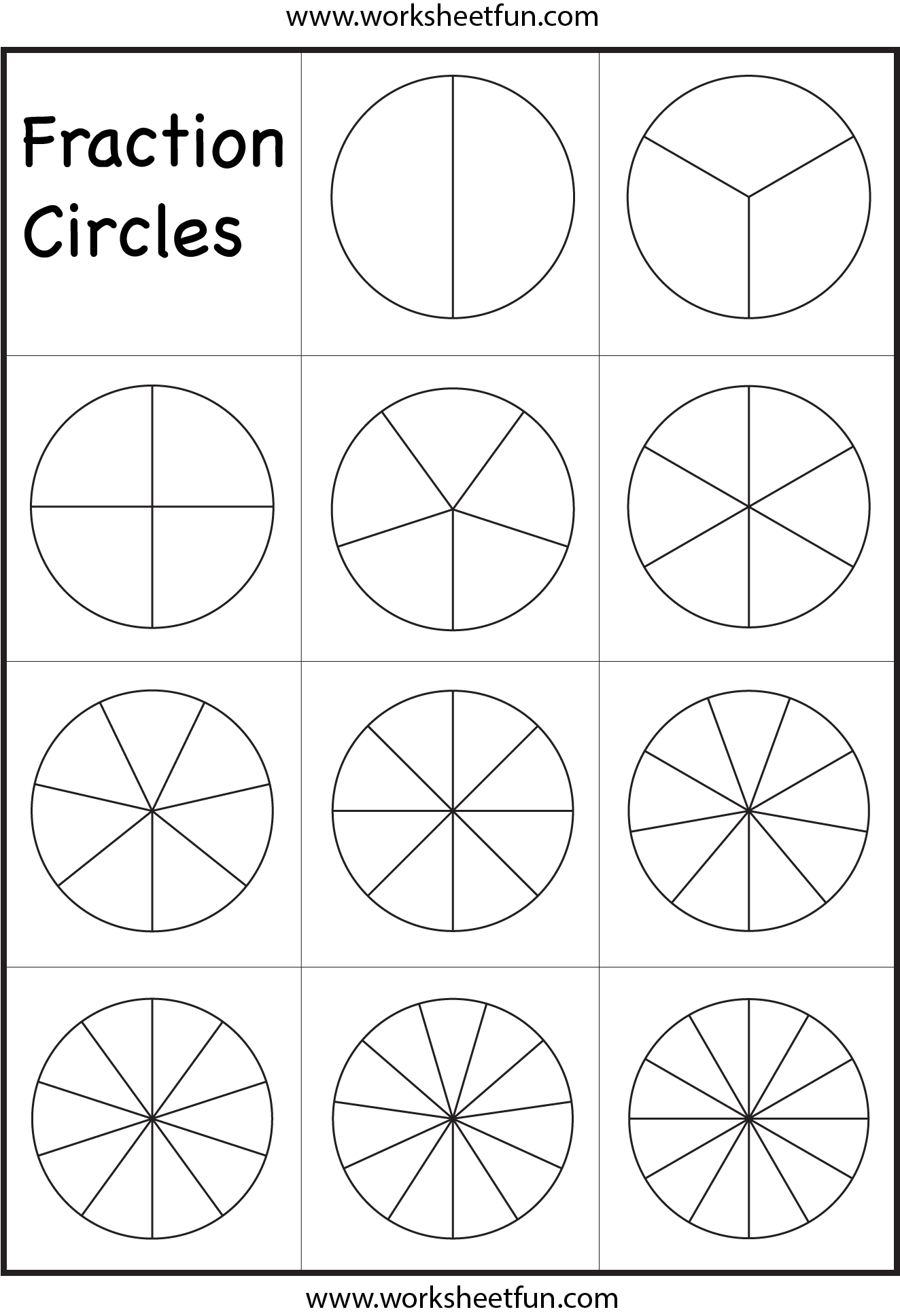 Fraction Circles Template Printable Fraction Circles 1 Worksheet FREE Printable Worksheets Worksheetfun