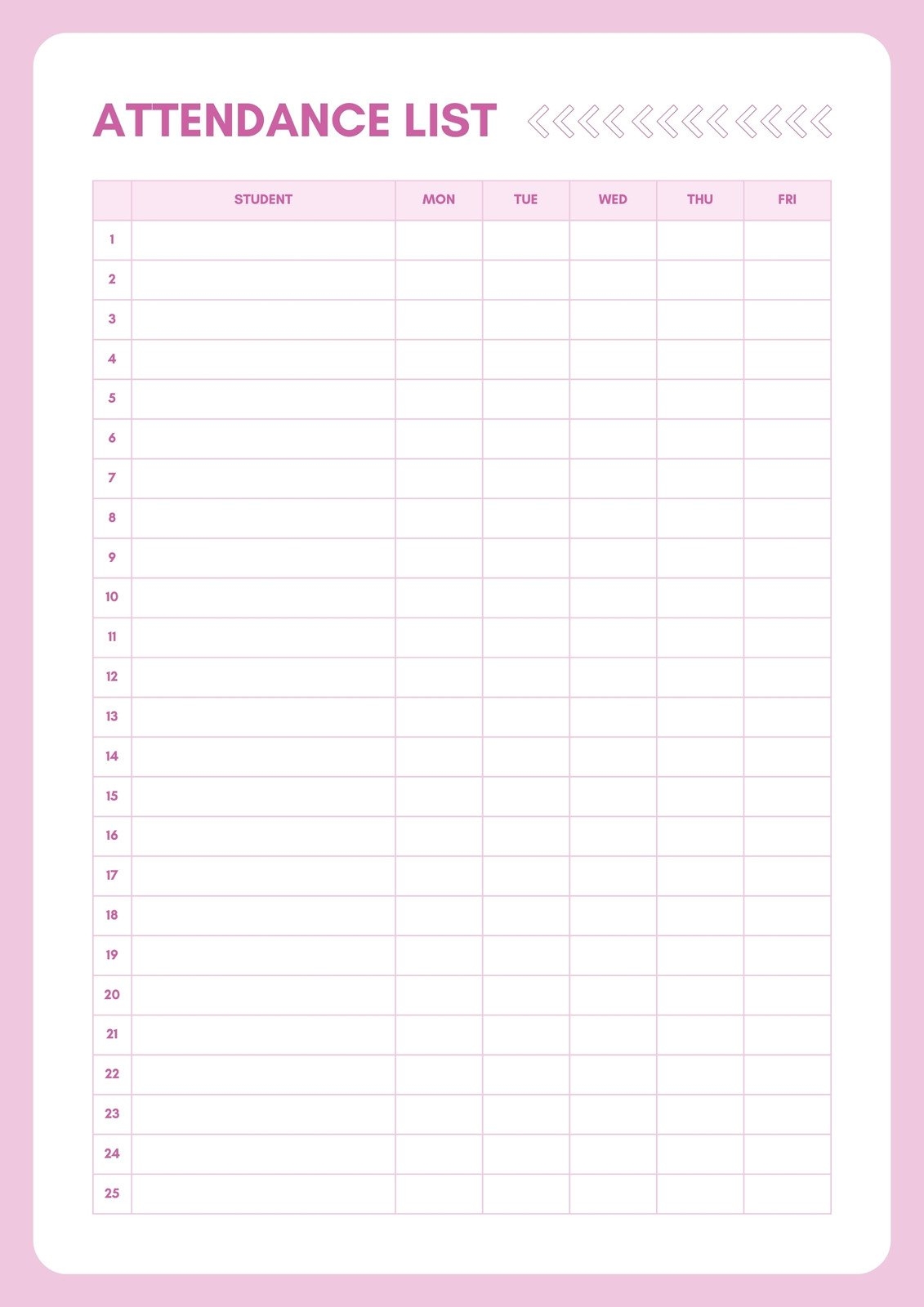 Blank Monthly Attendance Form Printable