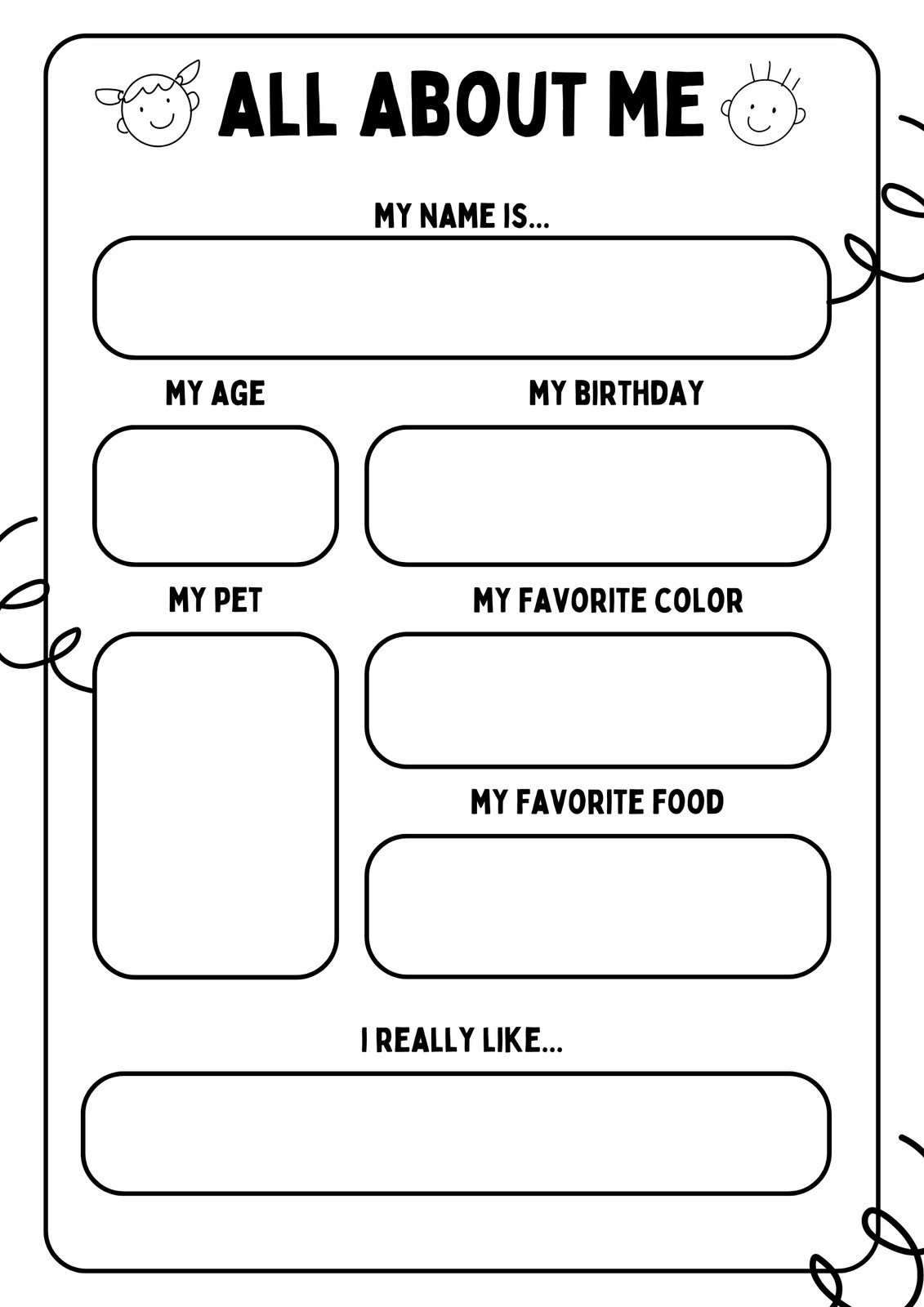 Blank Facebook Biography Report Printable