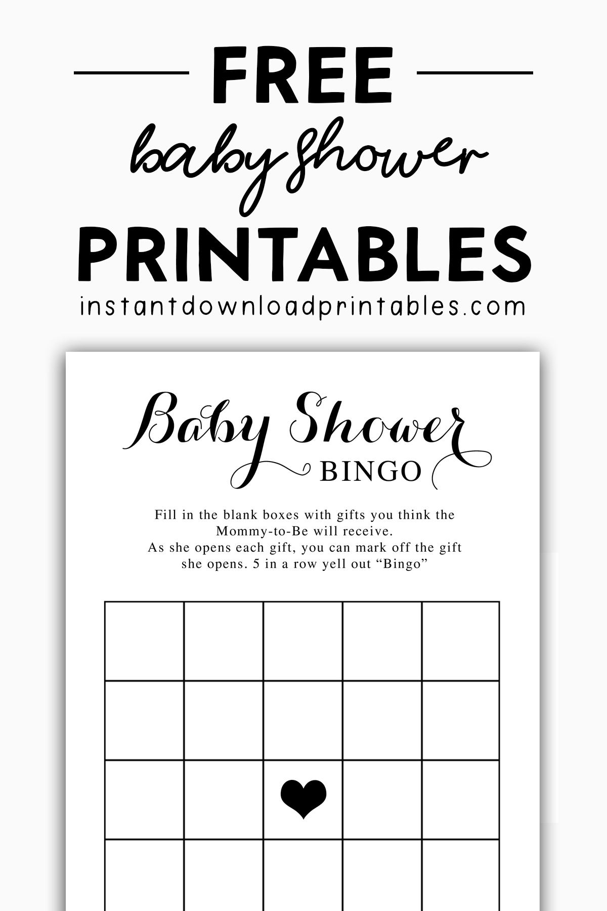 Free Baby Shower Black And White Printables Instant Download Baby Bingo Game Instant Download Printables