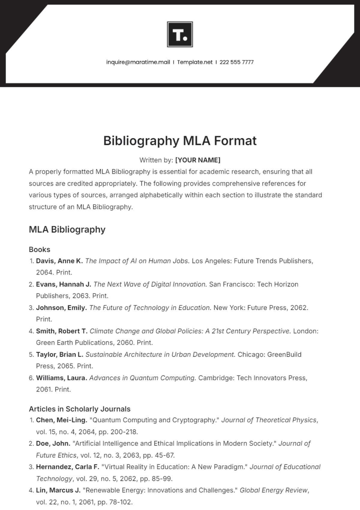 Free Blank Printable Mla Format