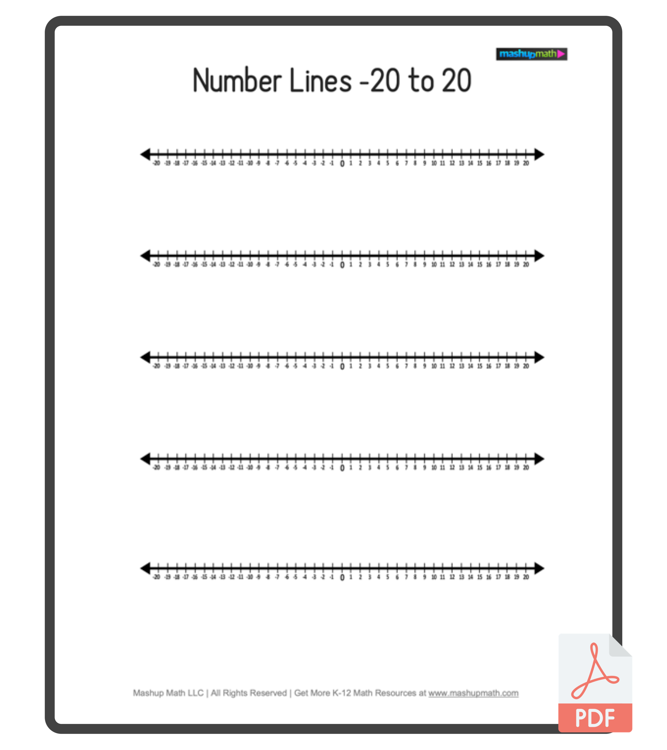 Blank Decimal Number Line Printable