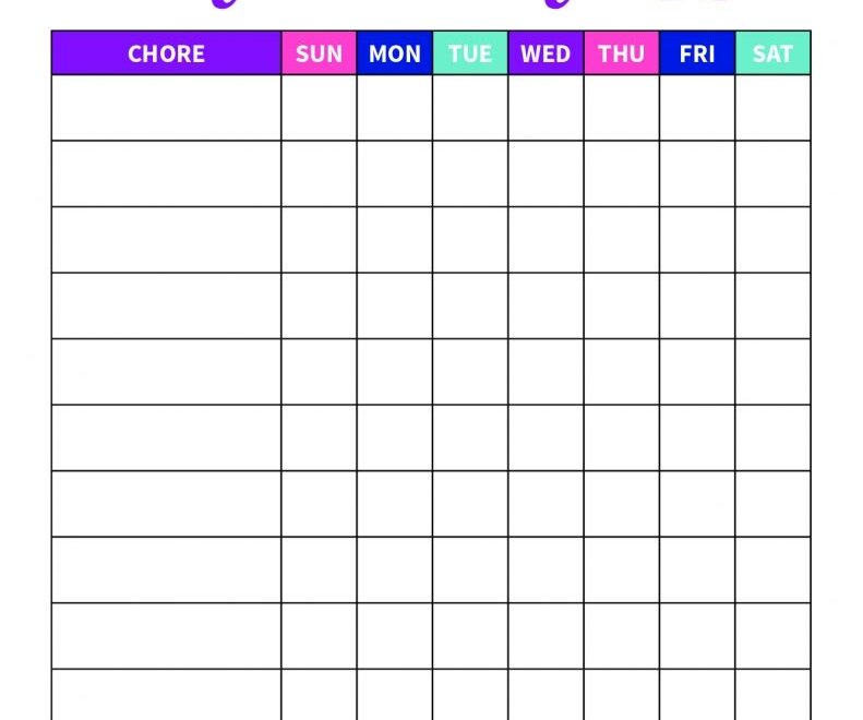 Free Blank Printable Weekly Chore Chart Template For Kids What Mommy Does